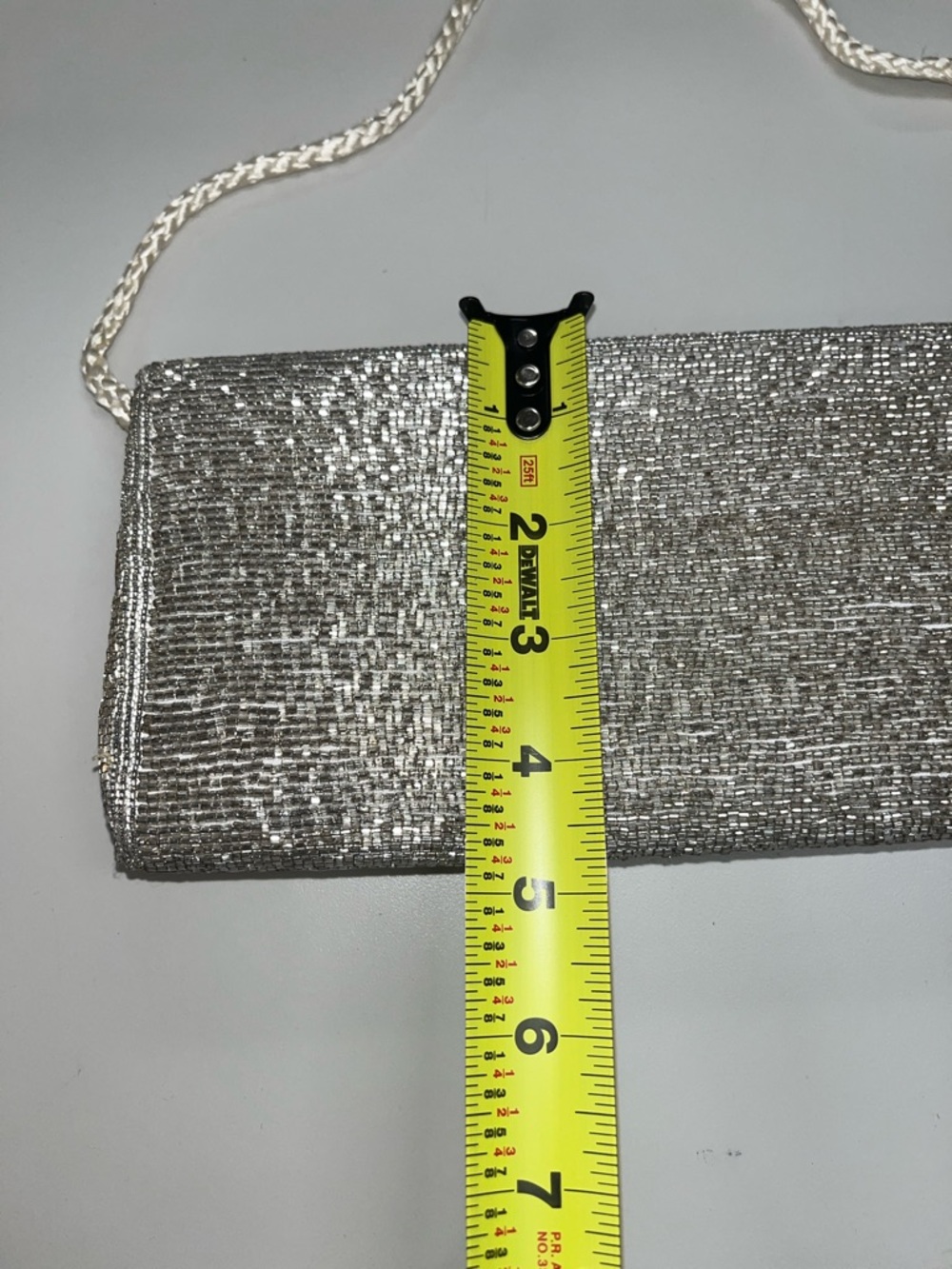 La Regale Silver Scallop Beaded Clutch / Shoulder Bag - Picture 8 of 16